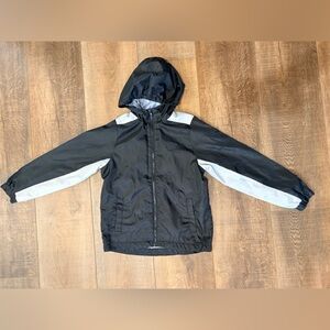 Kids Black & Gray Hooded Champion Windbreaker Jacket